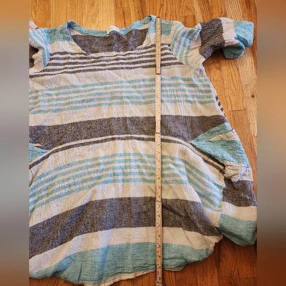 Luukaa Karen Tunic Linen Size 18 Cream & Mint Lagenlook Artsy - Picture 8 of 9